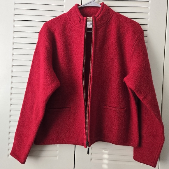 Vintage Norm Thompson Women Red Wool Jacket Size L 165 - Picture 2 of 7